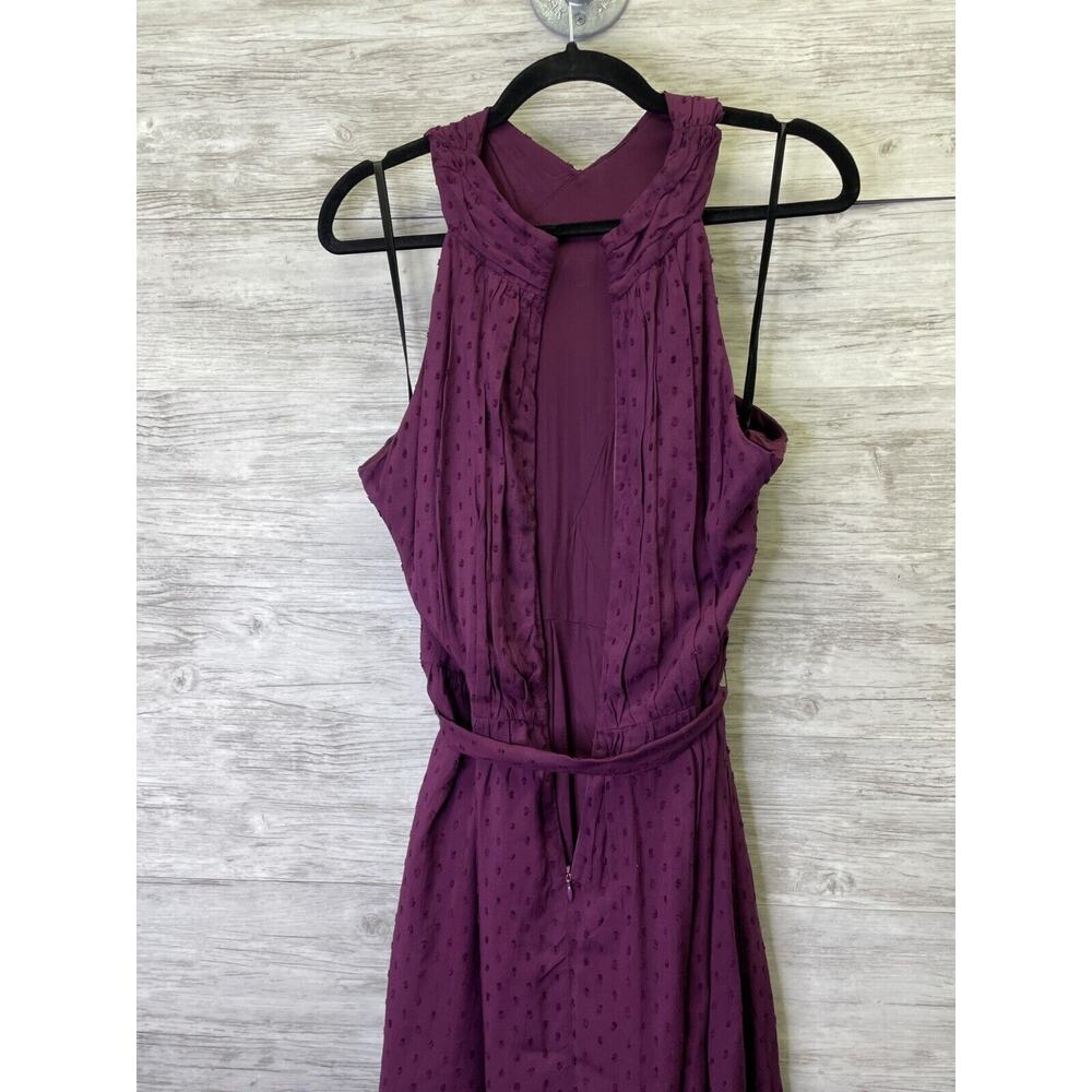LOFT Crossover Halter Dress Size 8 Womens Purple Tie Waist - Picture 10 of 13